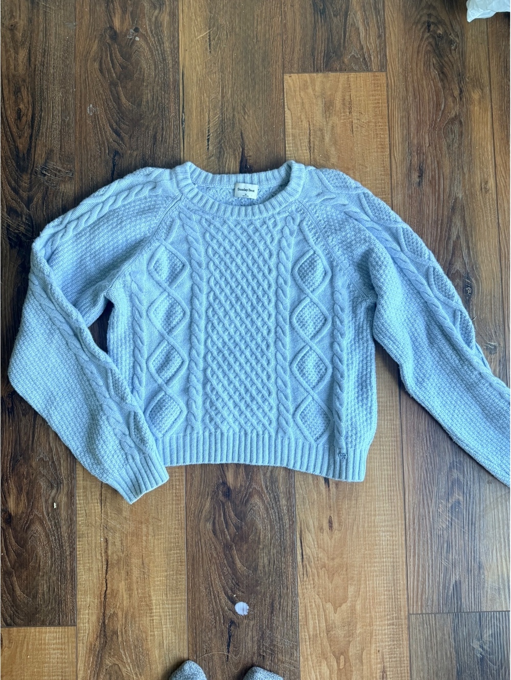 Sunday Best Medium Light Blue Cable Knit Sweater